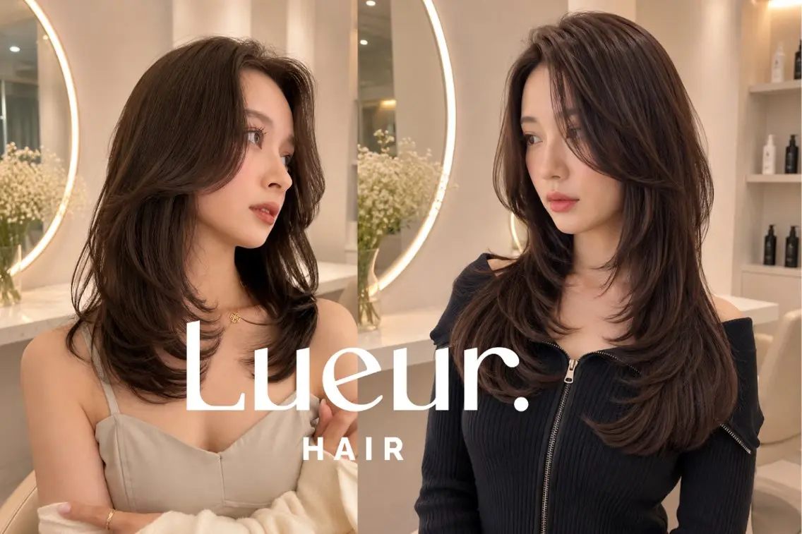 ロング ハッシュカット 韓国風ヘア レイヤーカット Lueur. ／レイヤーカットのヘアスタイル