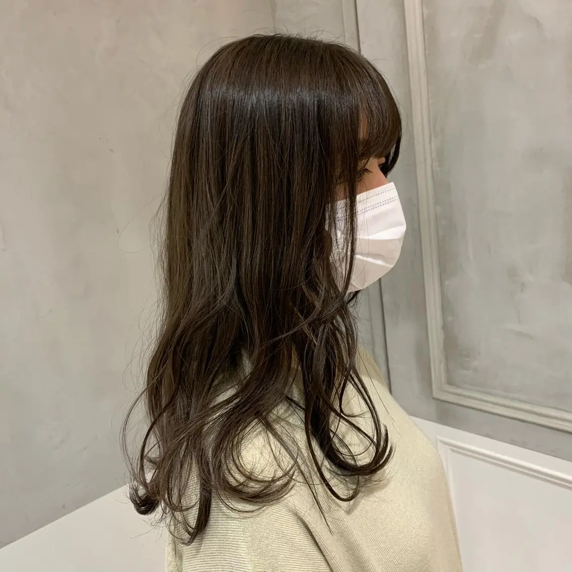 ロング オリーブ カラー✨有坂映哉のヘアスタイル