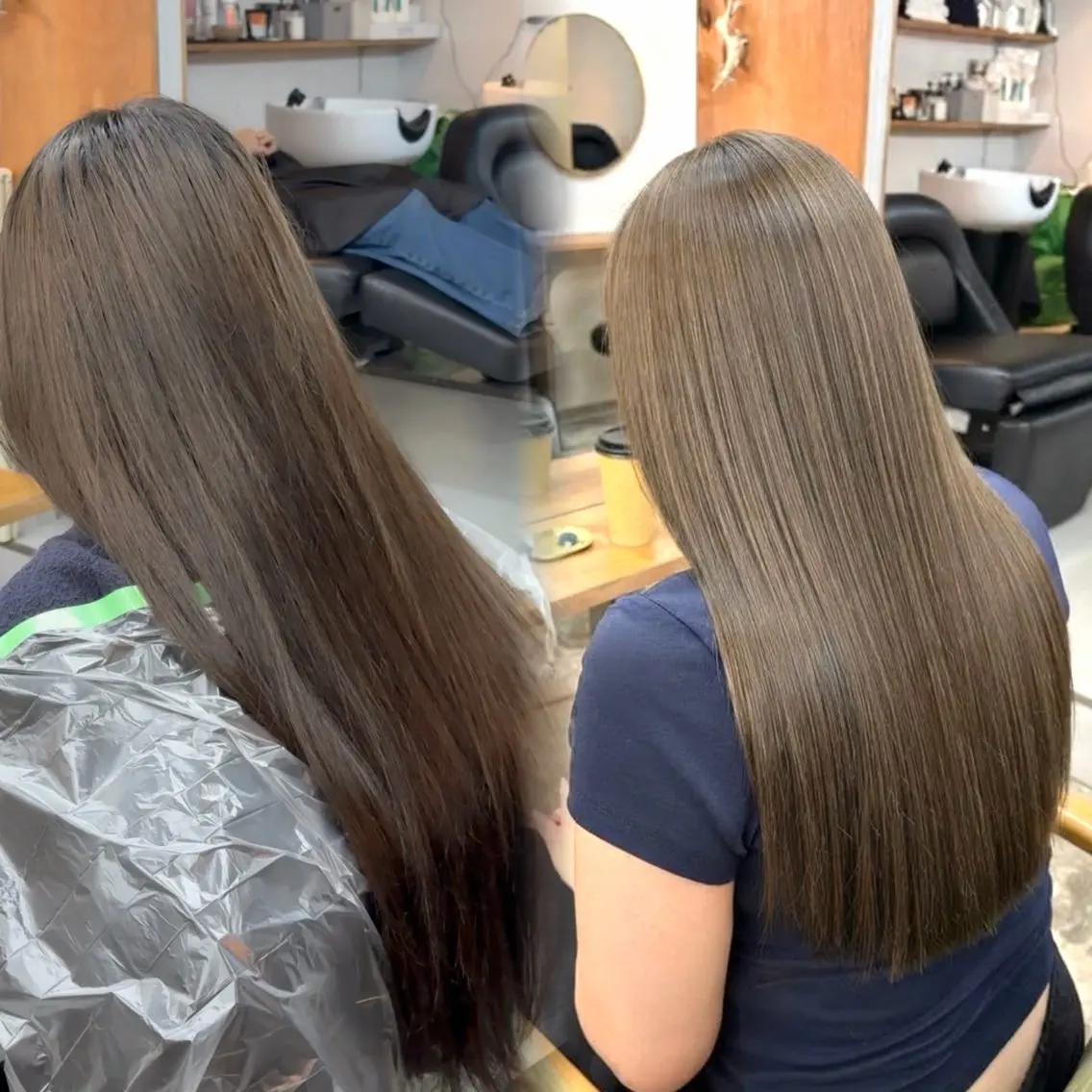 ロング カラー 顔周りカット レイヤーカット カット ヘアカラー トリートメント まさと/ブリーチなし カラーレイヤーカットのヘアスタイル