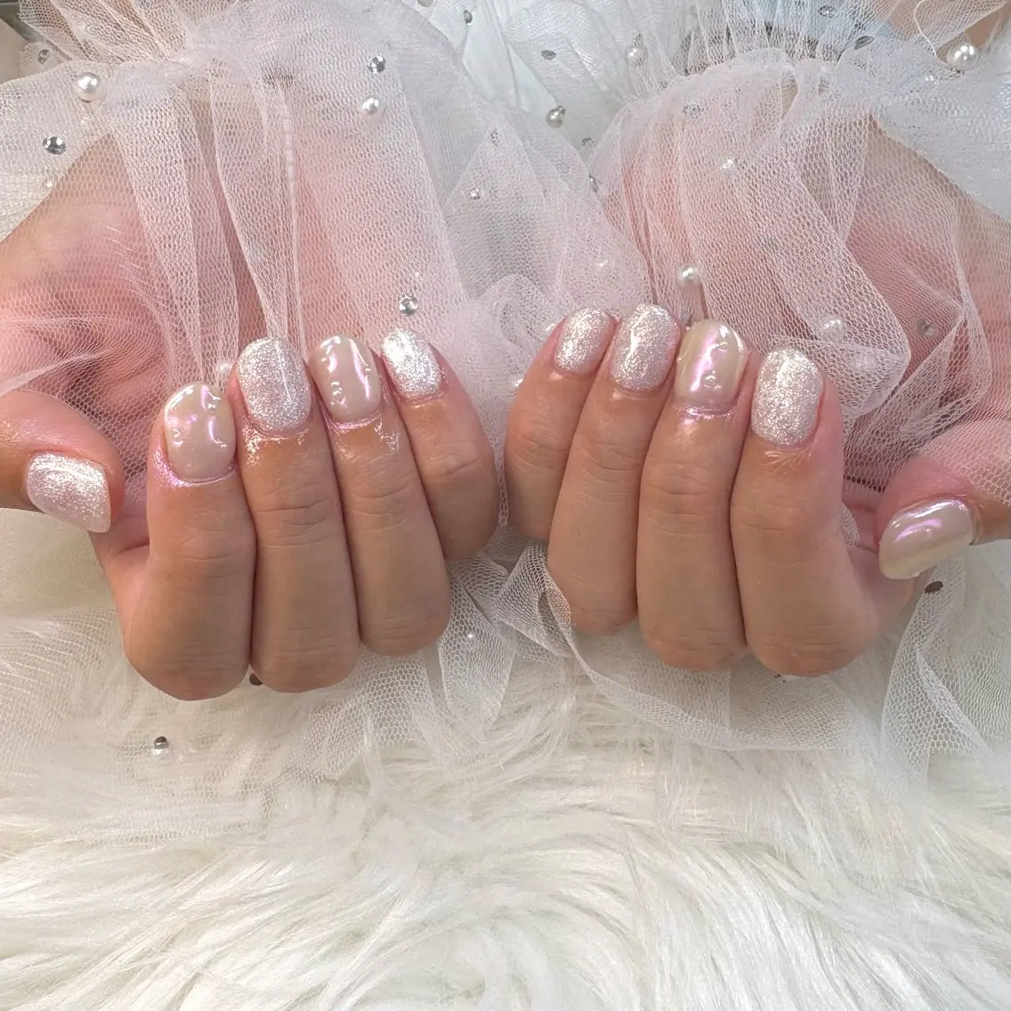 ネイル オーロラネイル ハンドネイル SHINE nail salonのネイルデザイン