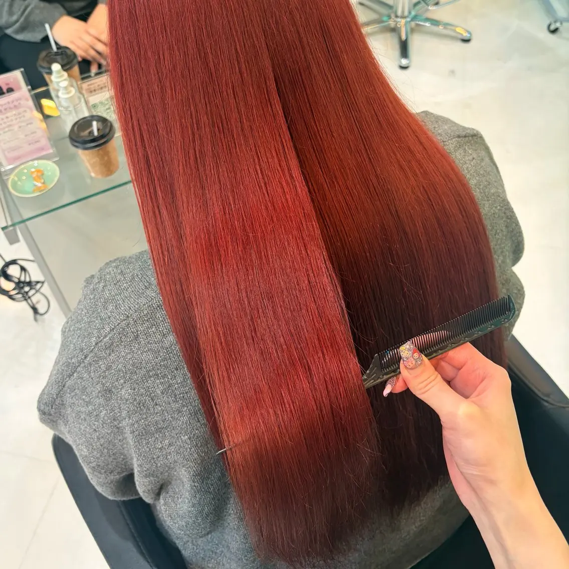 ロング カラー レッドカラー ヘアカラー トリートメント デザインカラー/ ボブ/Natsukiのヘアスタイル
