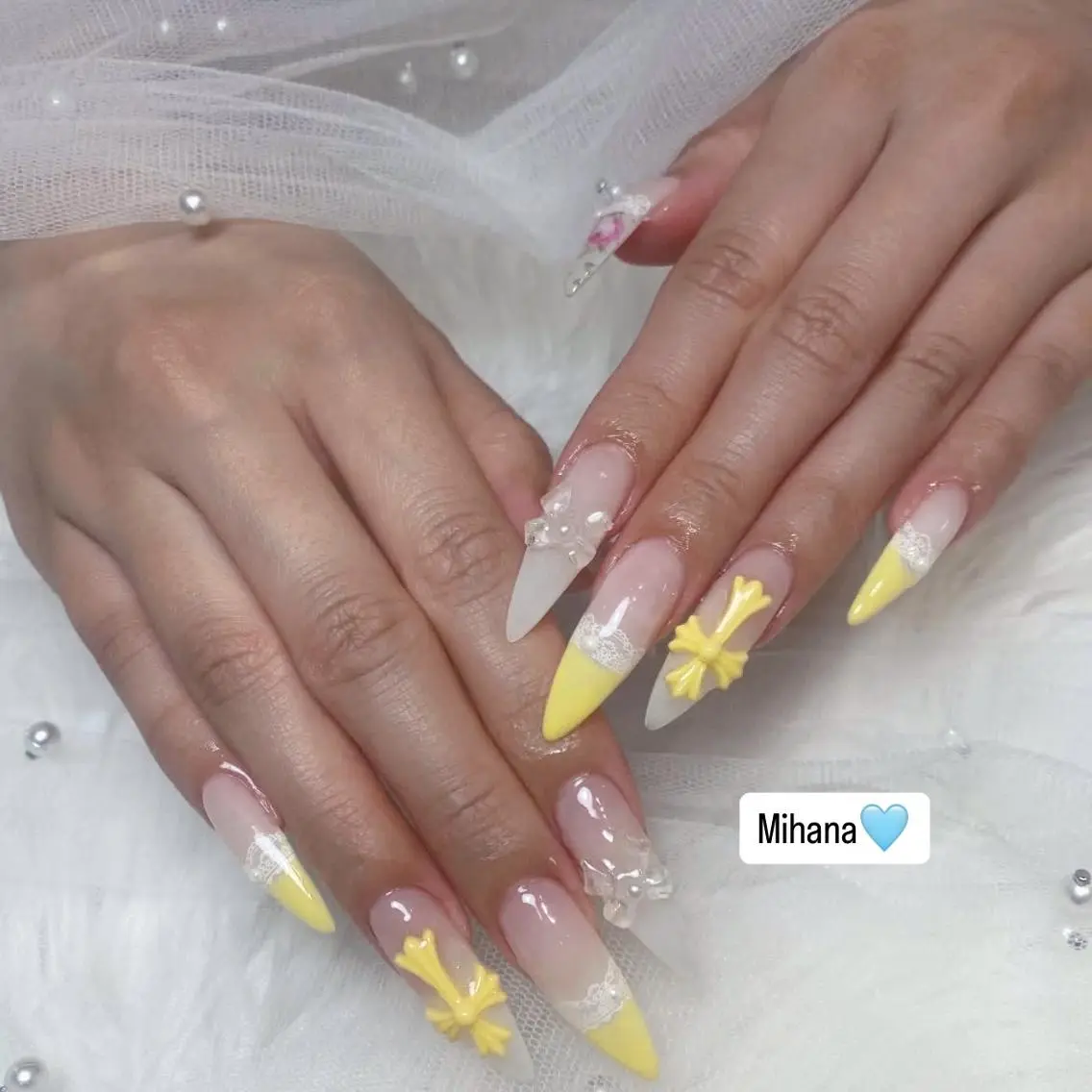 ネイル 長さ出し フレンチネイル グラデーション 卒業式 マグネットネイル MIHANA YUKIのネイルデザイン