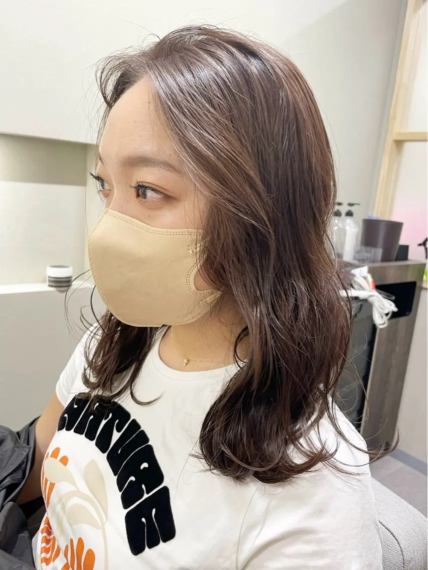ミディアム カラー ヘアカラー トリートメント 髪質改善カラー&TR 縮毛矯正/弱酸性矯正のヘアスタイル