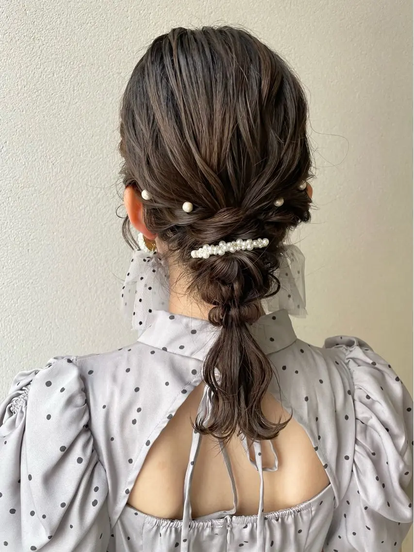 セミロング ヘアアレンジ 結婚式・ブライダル ヘアセット 沢田 瞳のヘアスタイル