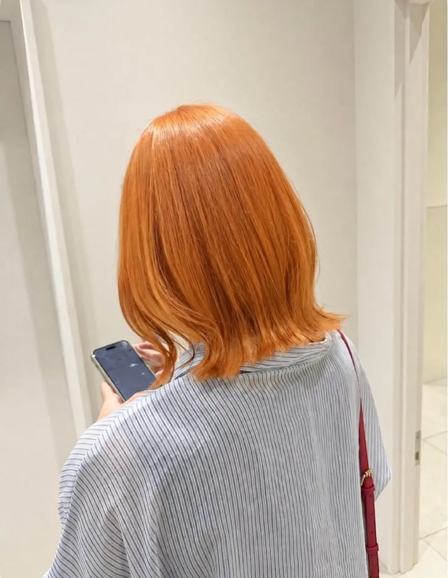 ミディアム ヘアカラー トリートメント KURIAハイトーン /ピンクカラー/ボブのヘアスタイル