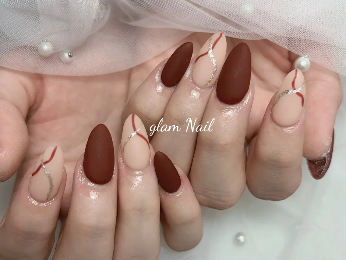 ネイル ハンドネイル エツメ💅 長さ出し🎀デザインのネイルデザイン