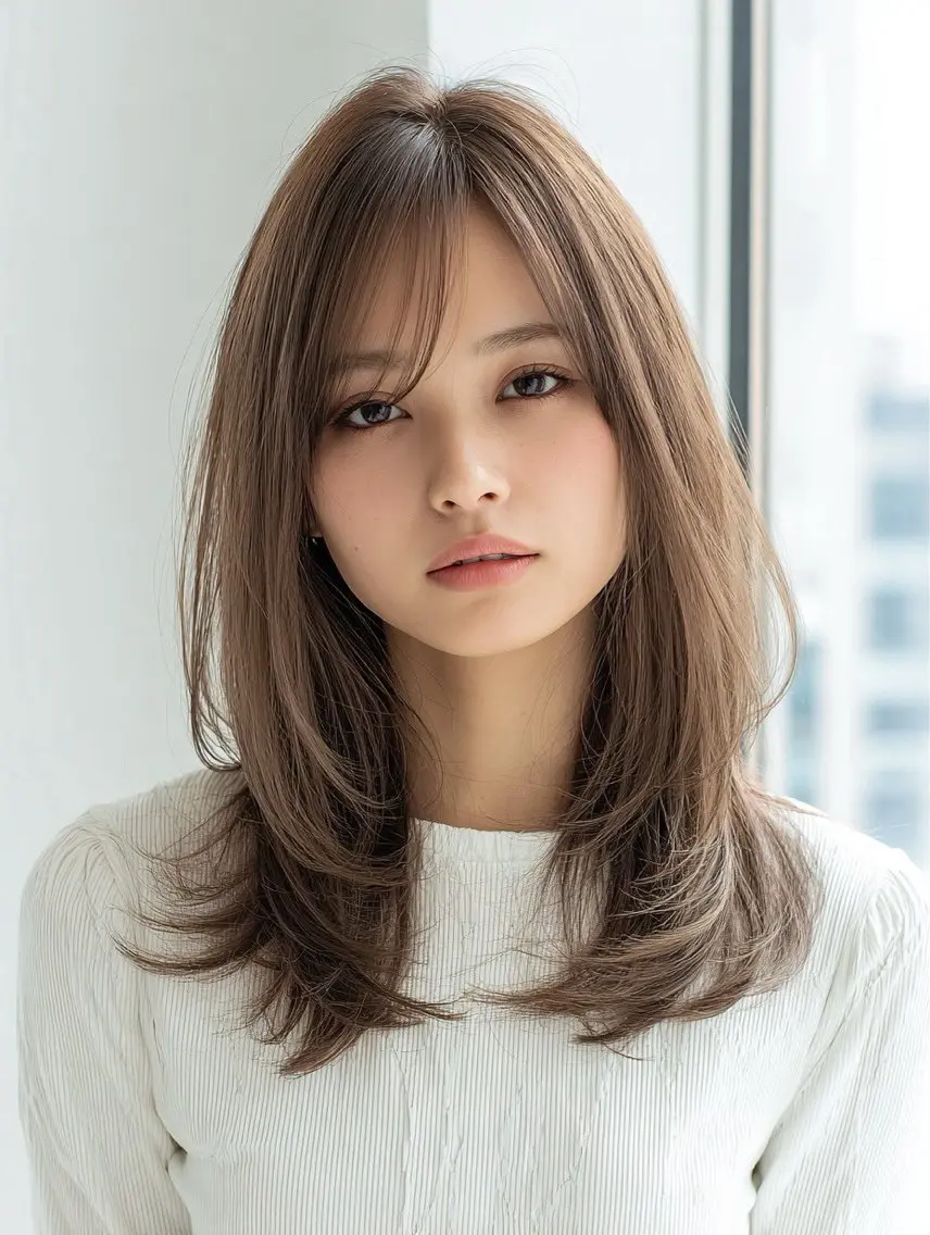 セミロング カラー ヘアカラー 韓国×艶ハイトーンが かわいい✨️リオ🍒のヘアスタイル