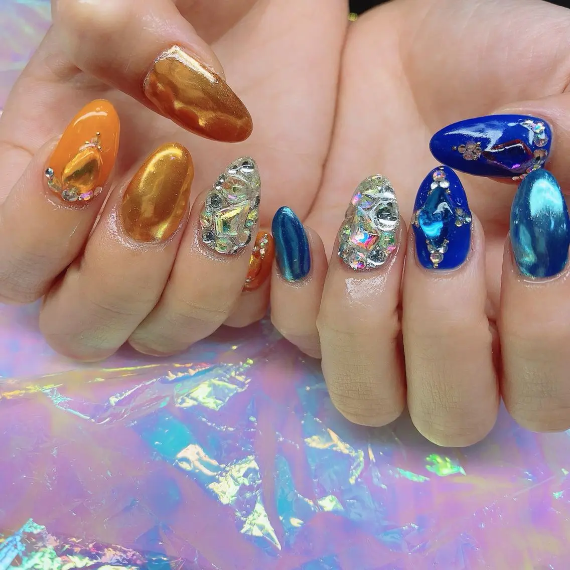 ネイル 渋谷／チップ長さ出し 👑アプレgel-xのネイルデザイン