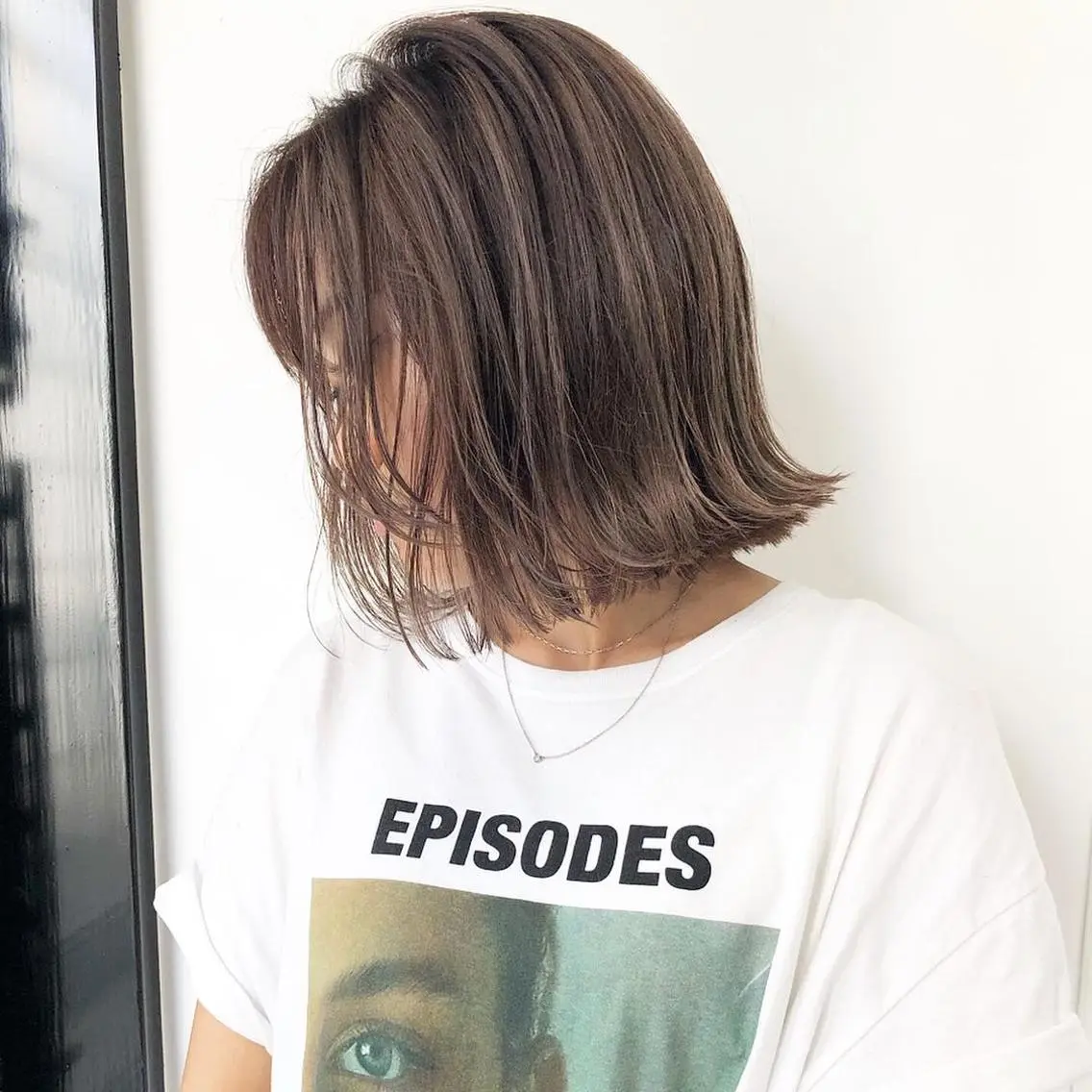 ショート カラー アッシュ アッシュブラウン バレイヤージュ ベージュカラー 黒髪 カット ヘアカラー トリートメント 顔まわりレイヤー× 韓国ヘアオタベシンヤのヘアスタイル