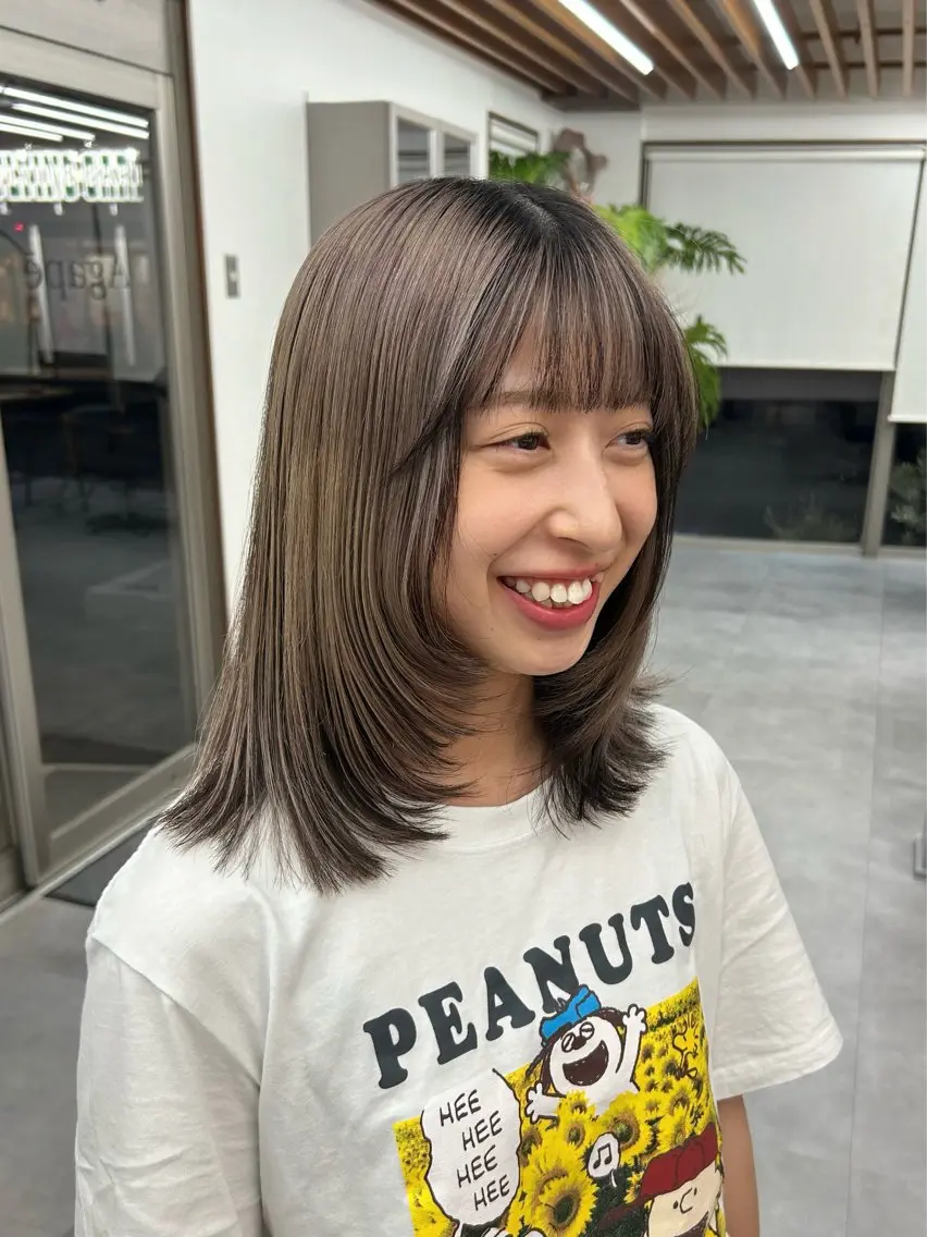 ミディアム カラー カット ヘアカラー トリートメント 田村 雪華のヘアスタイル