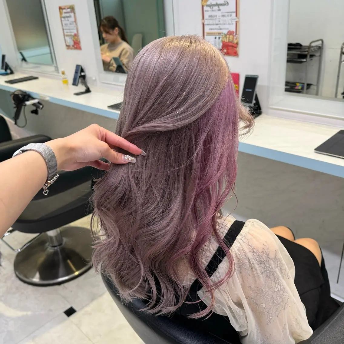 セミロング カラー ヘアカラー トリートメント ヘッドスパ ヘアセット 暖色🩷透明感カラー ♡Maika♡のヘアスタイル