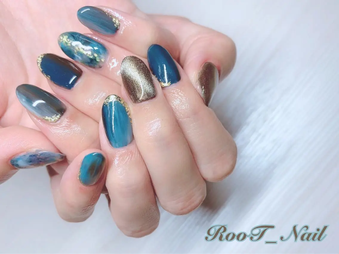 メンズ ネイル マグネットネイル ニュアンスネイル ハンドネイル RooT Nailのネイルデザイン