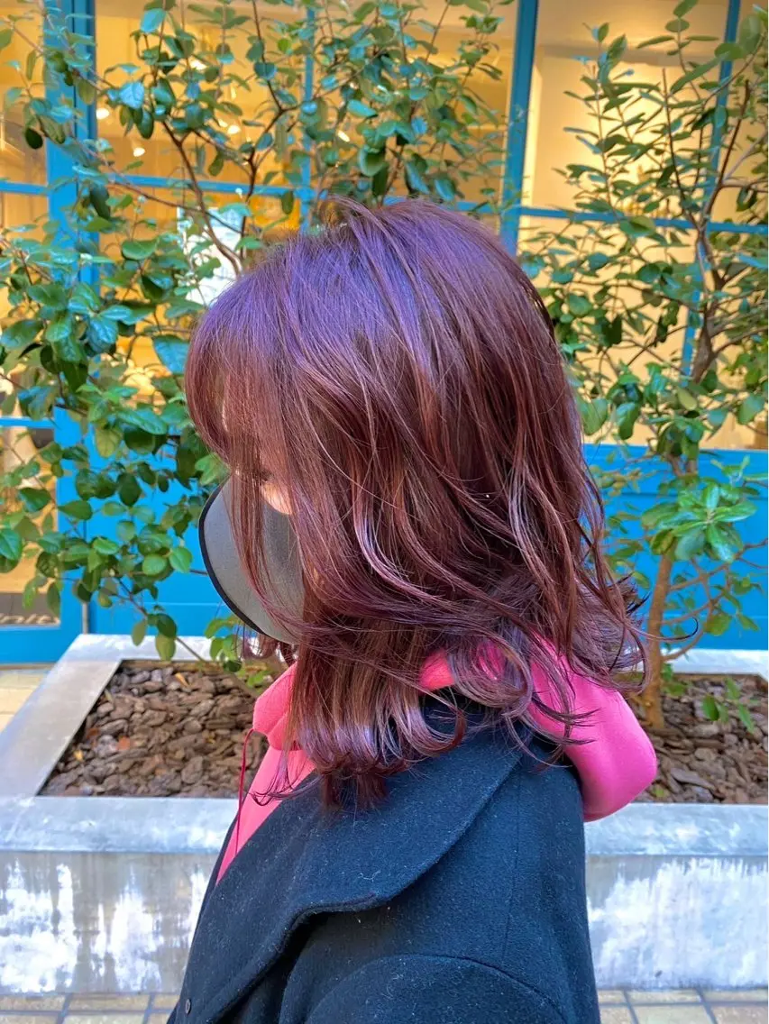 ミディアム ヘアカラー 日野 鈴のヘアスタイル