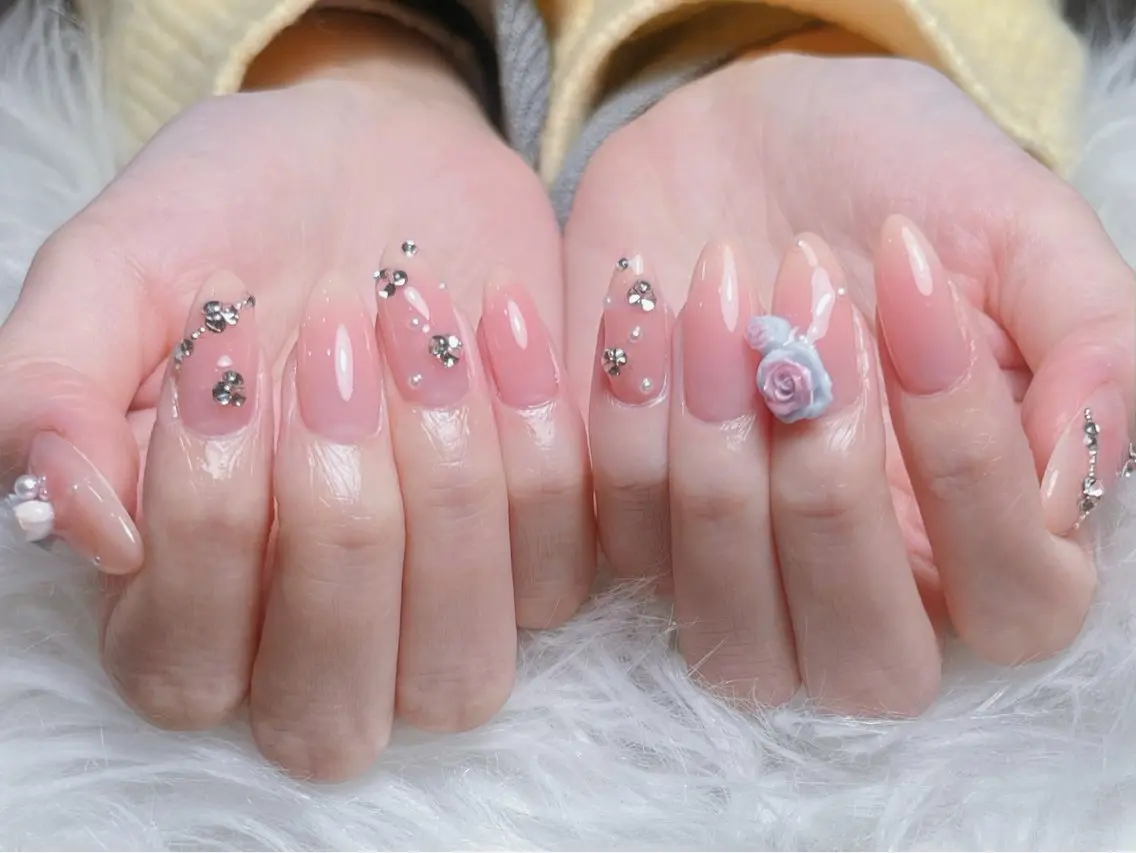 ネイル オーロラネイル 長さ出し フットネイル フレンチネイル ジェルネイル ハンドネイル Belle Nail Salonのネイルデザイン