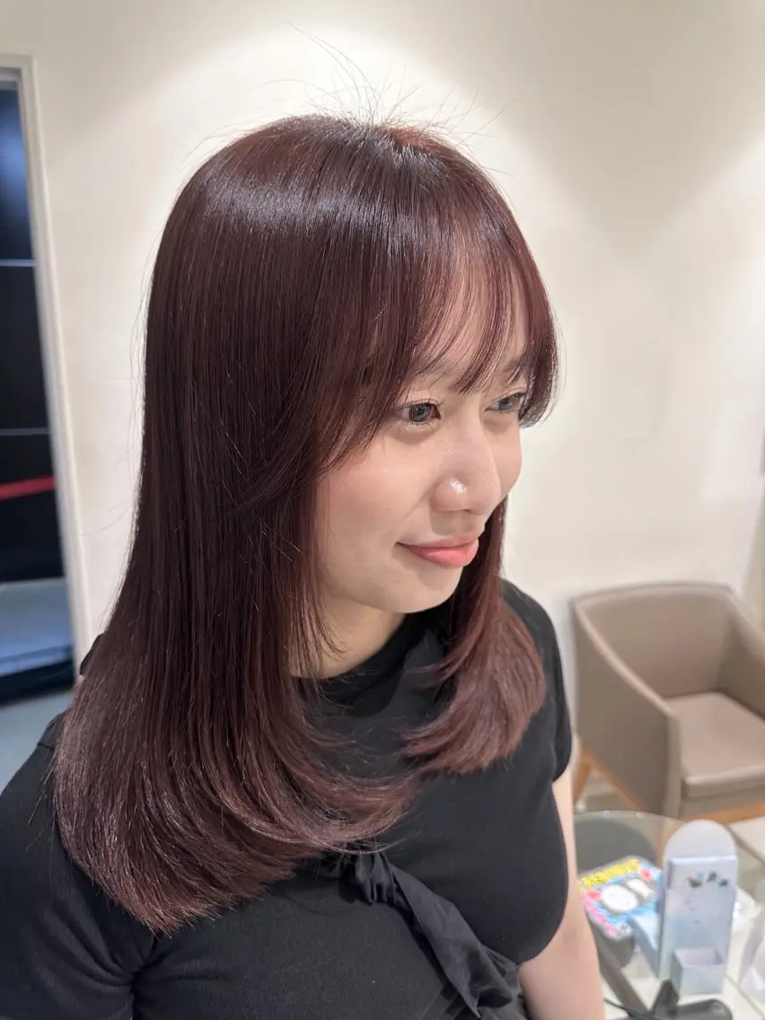 セミロング カラー ヘアカラー トリートメント 艶髪/髪質改善 縮毛矯正/まりのヘアスタイル
