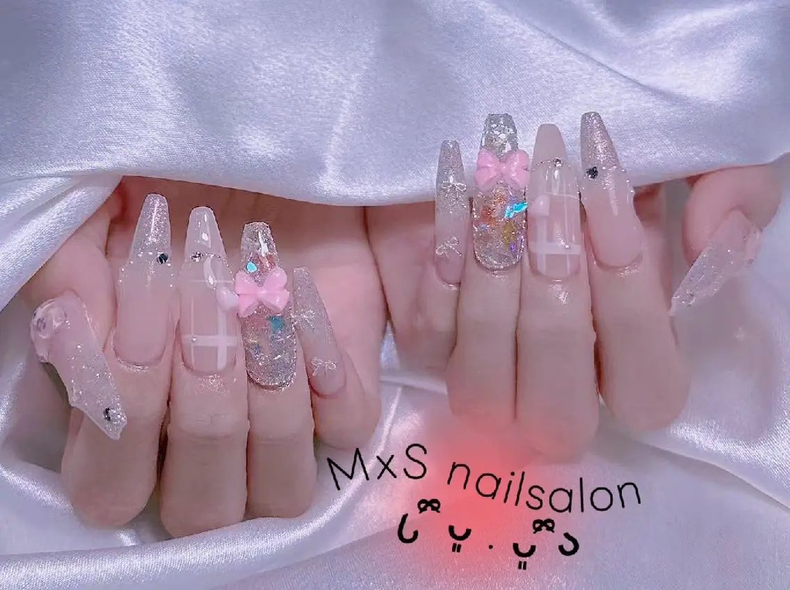 ネイル ジェルネイル 氷ネイル・うるうるネイル 韓国ネイル パラジェル 夏ネイル ハンドネイル M×S Nail みなのネイルデザイン