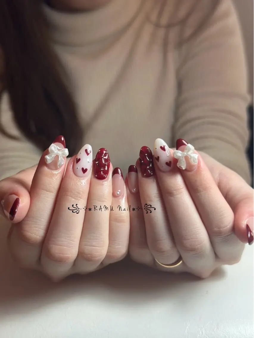 ネイル キラキラネイル マグネットネイル ミラーネイル ピンク ワンホンネイル ハンドネイル RAMU Nail 恵比寿店のネイルデザイン