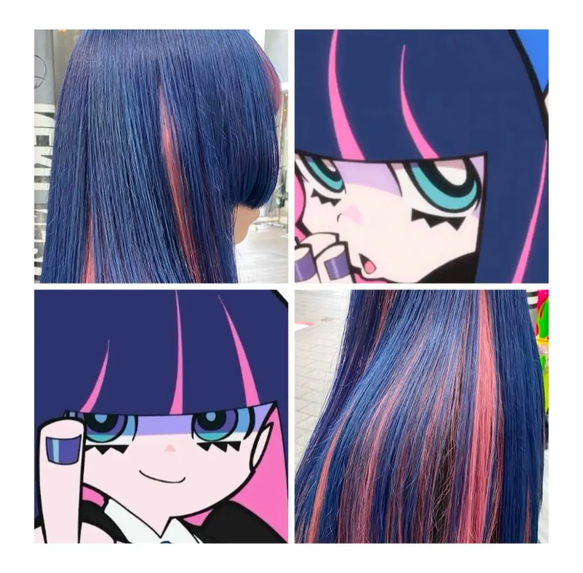 ロング カラー ネイビーカラー ピンクカラー ヘアカラー TSUNO🦖 派手髪/オタク美容師のヘアスタイル