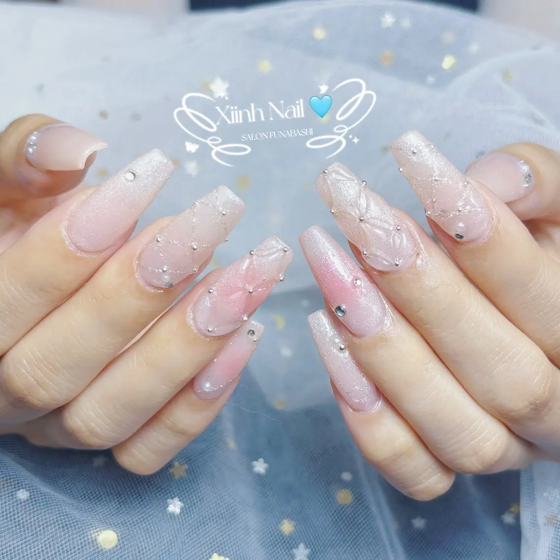 ネイル チークネイル 桜ネイル 長さ出し フットネイル ジェルネイル ハンドネイル XIINH NAIL SALONのネイルデザイン