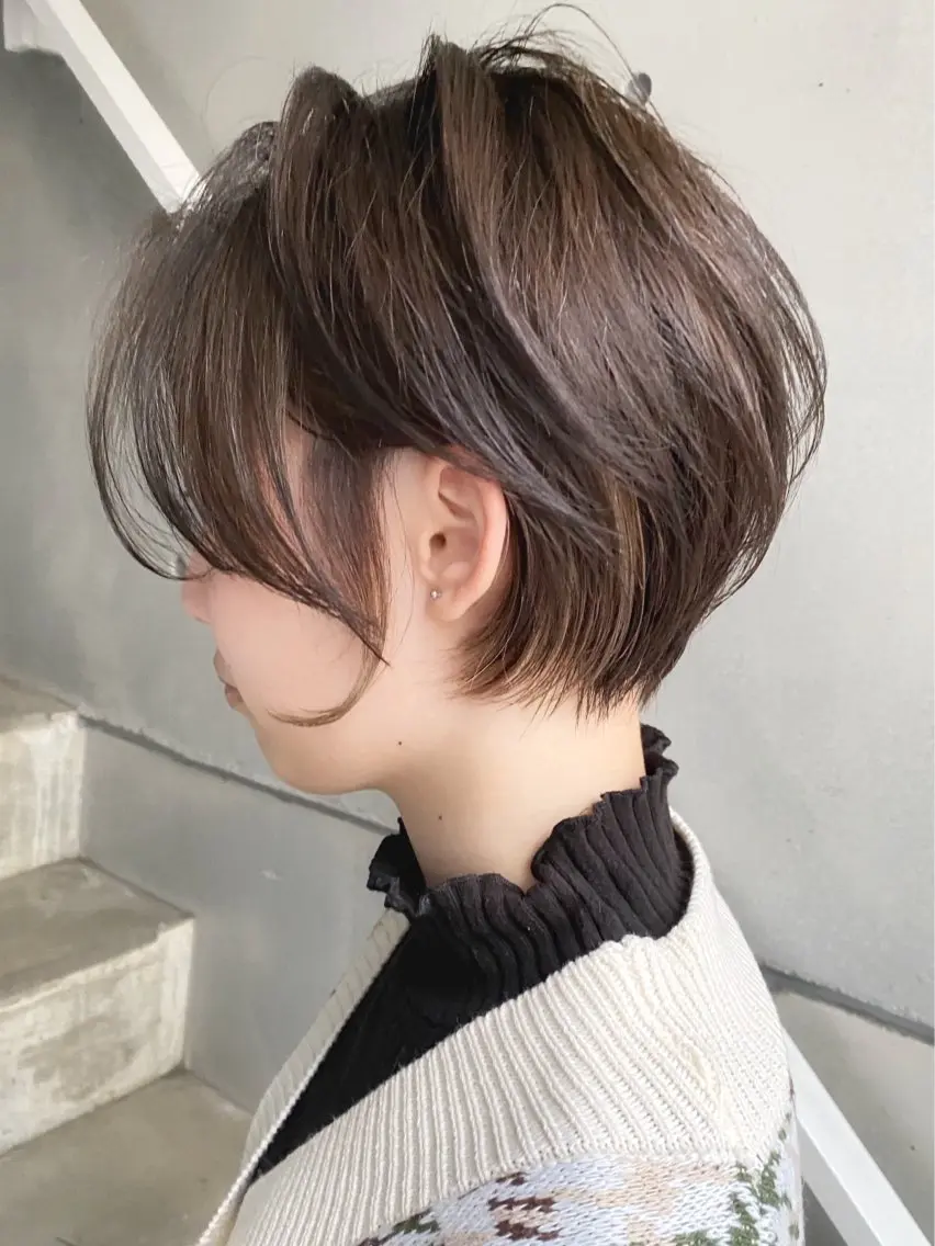 ショート カラー ショートボブ ハンサムショート 丸みショート ハイライトカラー ボブ カット パーマ トリートメント 当日予約🆗ショート /ハイライト/松本のヘアスタイル
