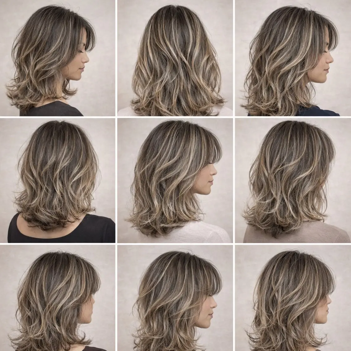 ミディアム カラー バレイヤージュ レイヤーカット 白髪ぼかしのプロ ✨たいきのヘアスタイル