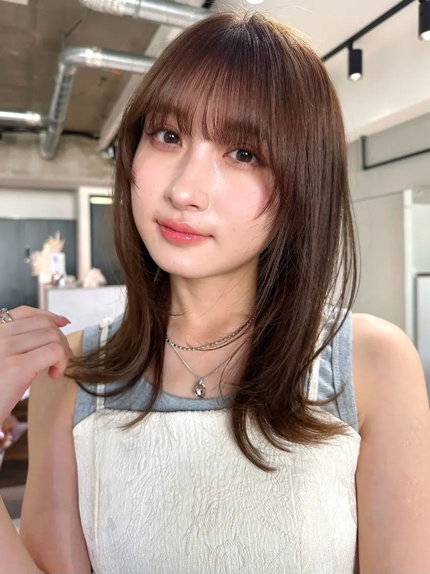 ミディアム カラー パーマ kazuki【顔周り ×レイヤーカット】のヘアスタイル