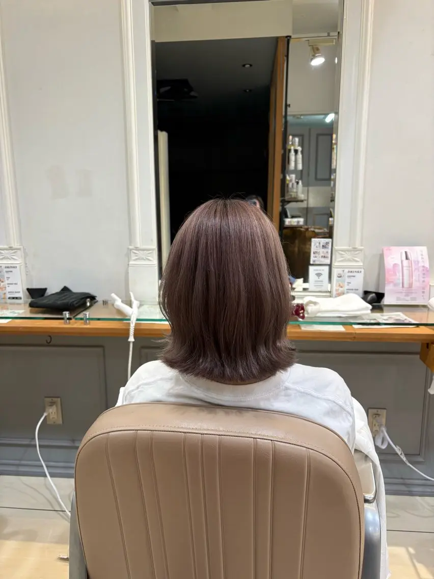ミディアム 外ハネヘア カラー/ブリーチ✨ ヘアセット/コハルのヘアスタイル