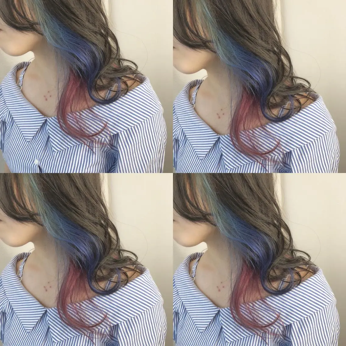 ロング カラー ブルーカラー インナーカラー ピンクカラー あさだ しゅうたろうのヘアスタイル