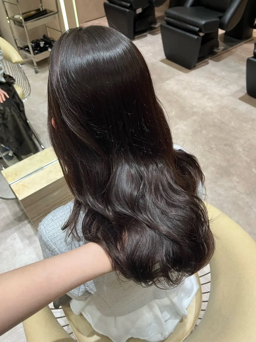 ミディアム カラー カット ヘアカラー 顔周りカット/ 透明感カラー/ユナのヘアスタイル