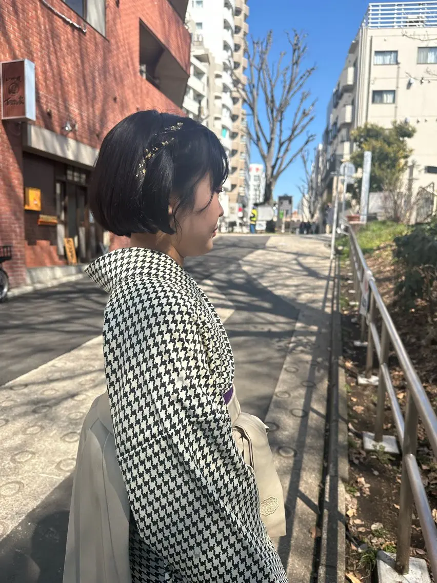 ヘアアレンジ 着付け ショート🌼パーマ 本間正子のヘアスタイル