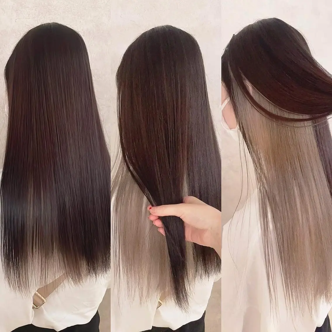 カラー ベージュカラー ブリーチ ミルクティーベージュ ヘアカラー トリートメント 渋谷:インナーカラー ／🍒エリカ🍒のヘアスタイル