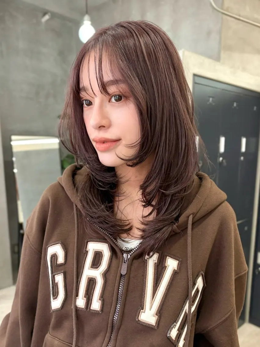 セミロング カラー ブラウンカラー ラベンダーカラー ラベンダーブラウン カット ヘアカラー トリートメント tuco 森田浩平のヘアスタイル