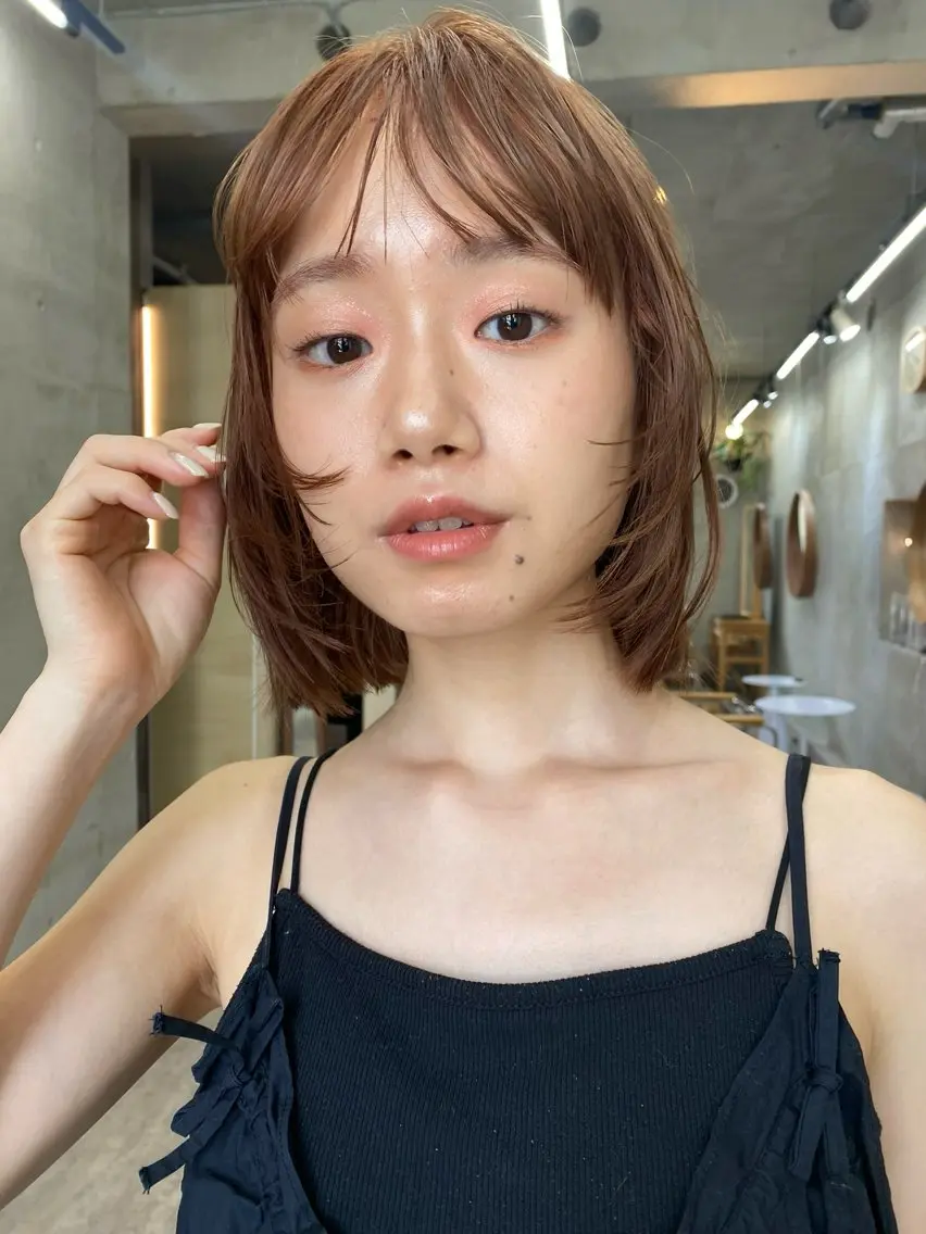 ショート カラー ボブレイヤー ベージュカラー オレンジ オレンジベージュ ボブ カットモデル募集中 ／HARUKA🎀のヘアスタイル