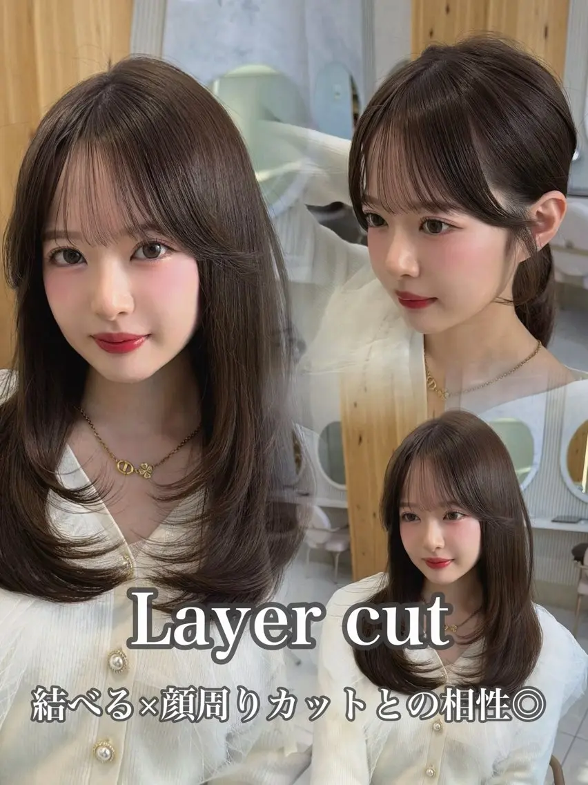 セミロング カット ヘアカラー トリートメント 顔周り/レイヤー /韓国ヘア/TAKUのヘアスタイル