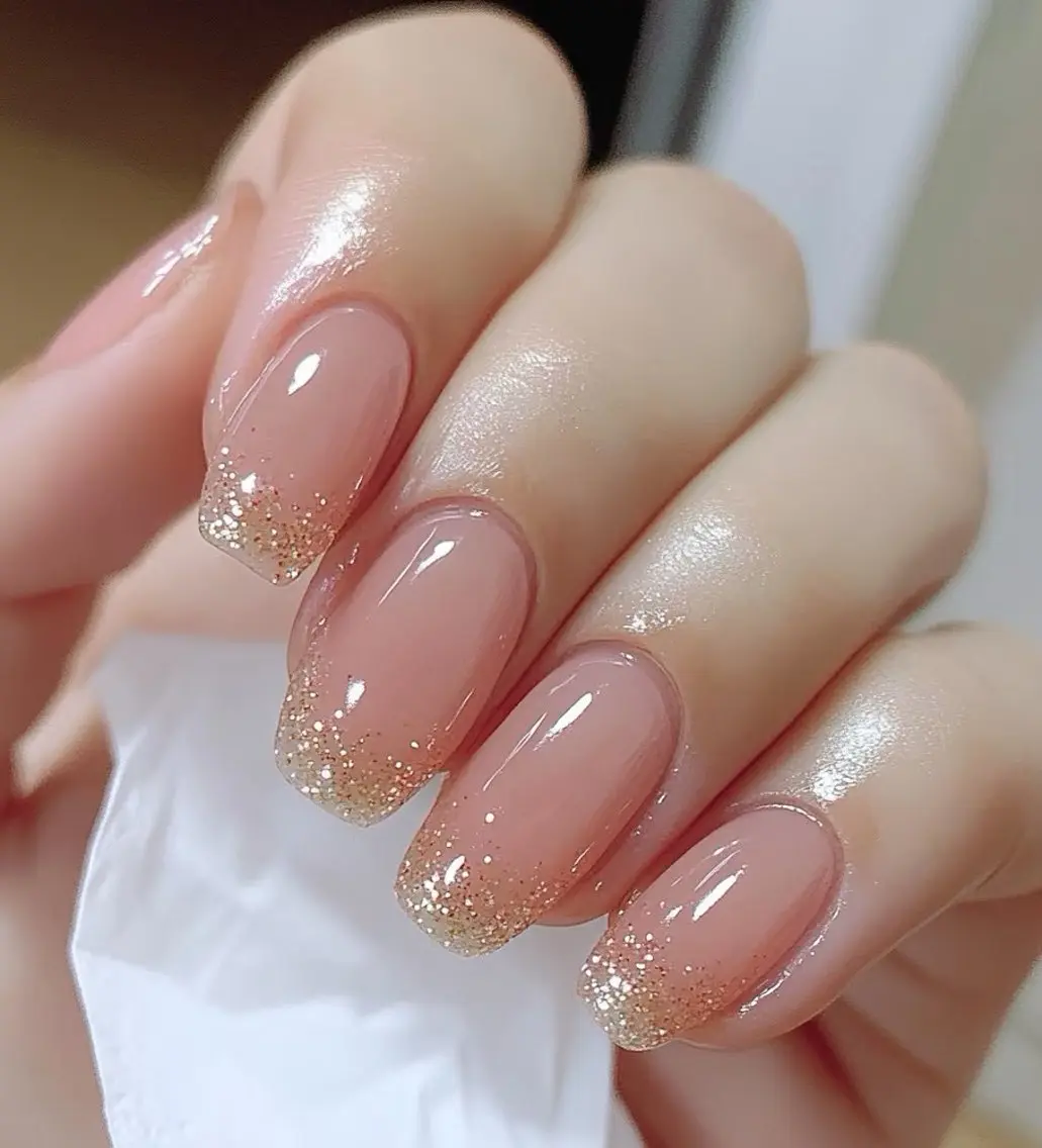 ネイル ゴールド ラメ(グリッター) ピンク ピンクベージュ ハンドネイル ルチア 🌹高田馬場店🌹のネイルデザイン