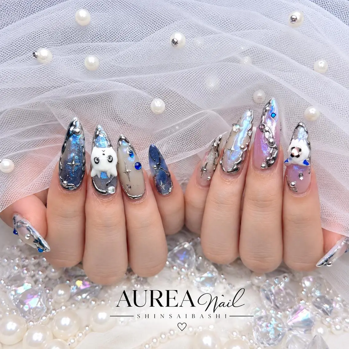 ネイル 長さ出し 韓国ネイル ロングネイル 持ち込み ネイルチップ ハンドネイル H-nail ロング/3D/Y2Kのネイルデザイン