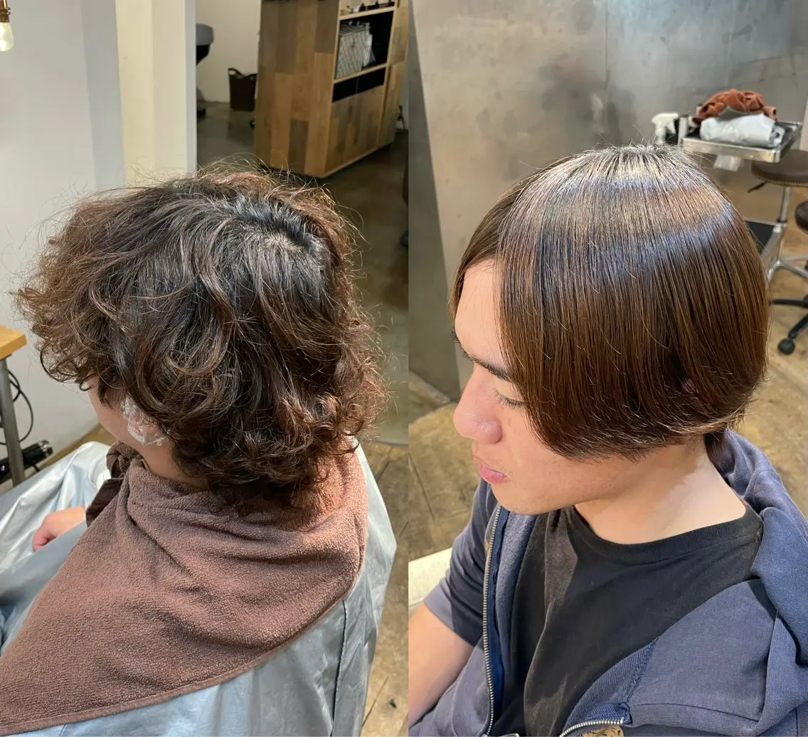 メンズ 縮毛矯正 BELO OSAKA カエデのヘアスタイル