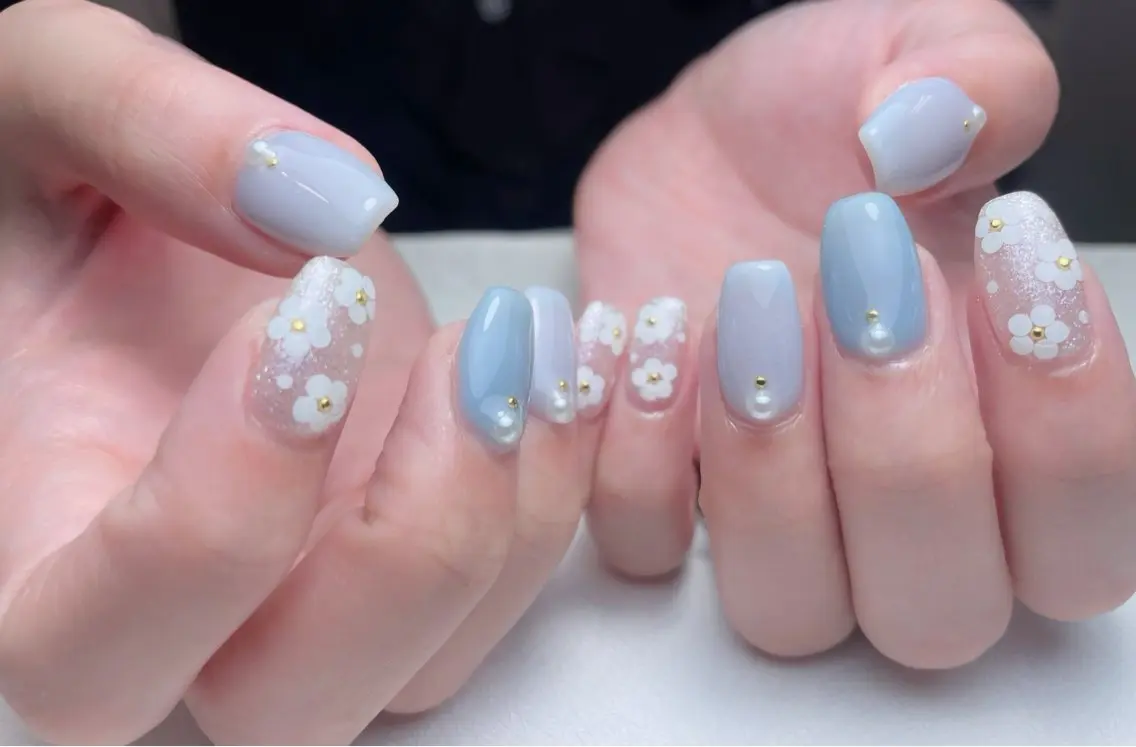 ネイル アートネイル 長さ出し フレンチネイル ジェルネイル ガーリー 中野駅から2分 MEO NAILのネイルデザイン