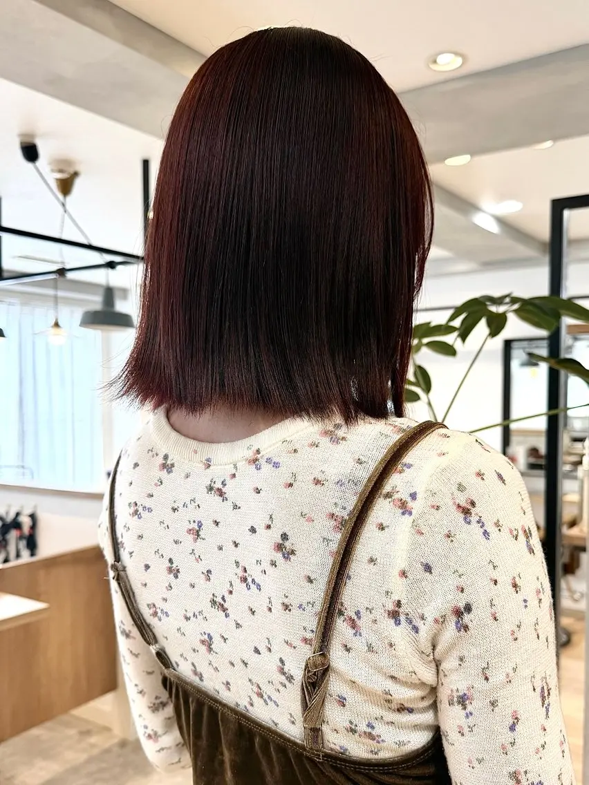 ミディアム カラー ブリーチ ブリーチなしカラー レッドカラー カット ヘアカラー トリートメント 石川絢佳/ 顔周り×暖色のヘアスタイル
