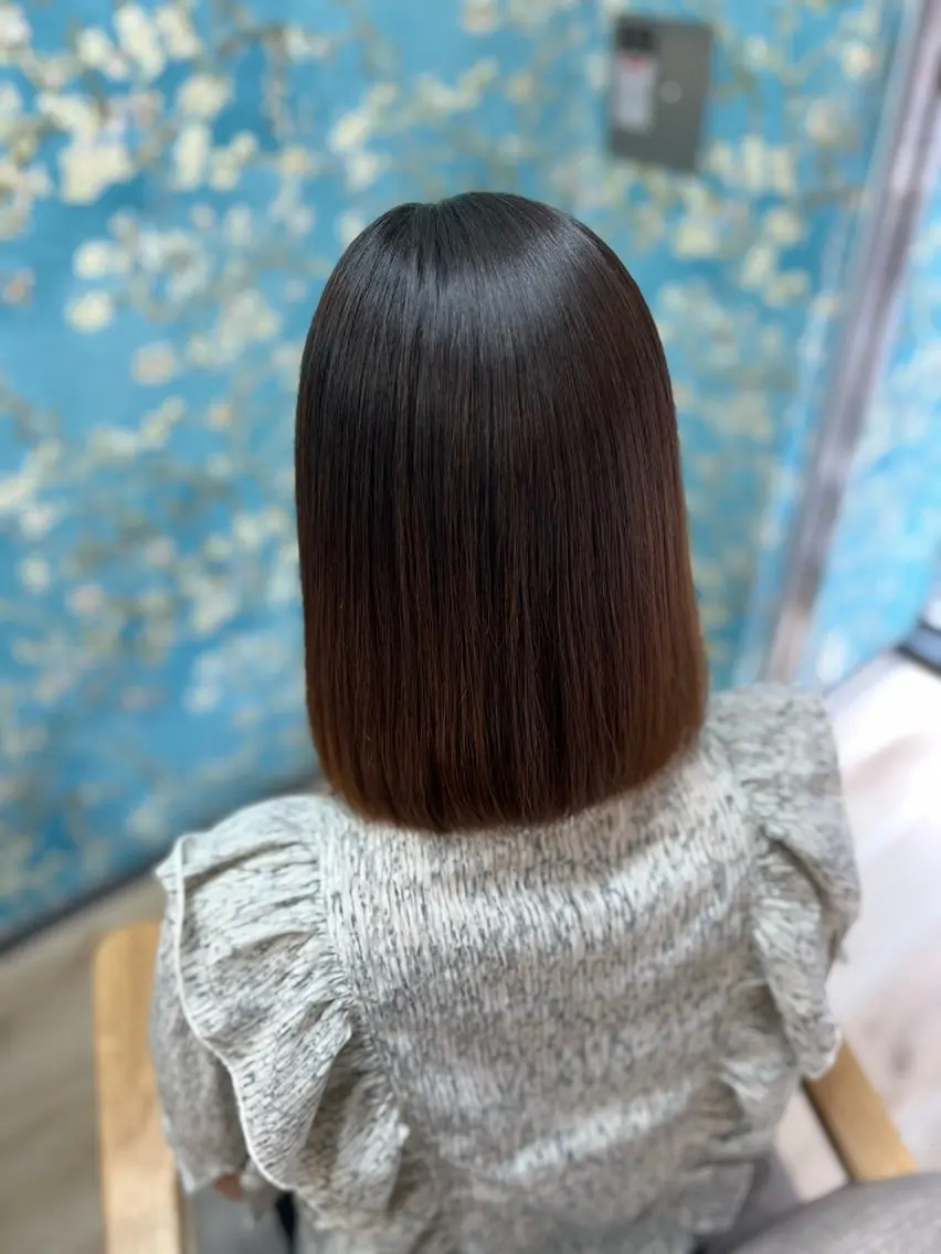 ミディアム ボブ カット 縮毛矯正 トリートメント ECLART 町田 井口聖也のヘアスタイル