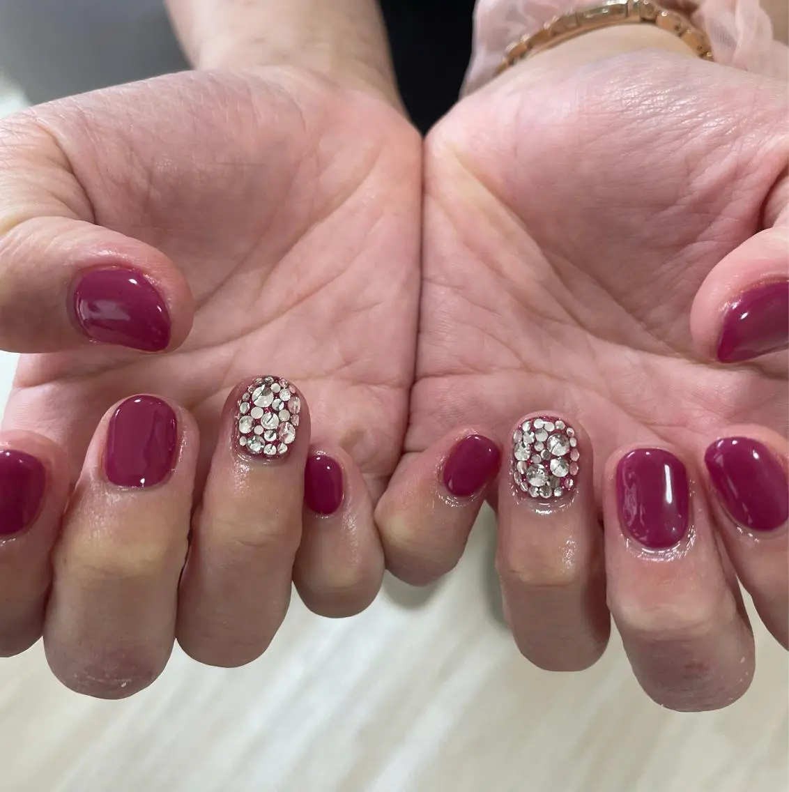 ネイル キラキラネイル ラメ(グリッター) ピンク ストーンネイル Nail Salon Amourのネイルデザイン