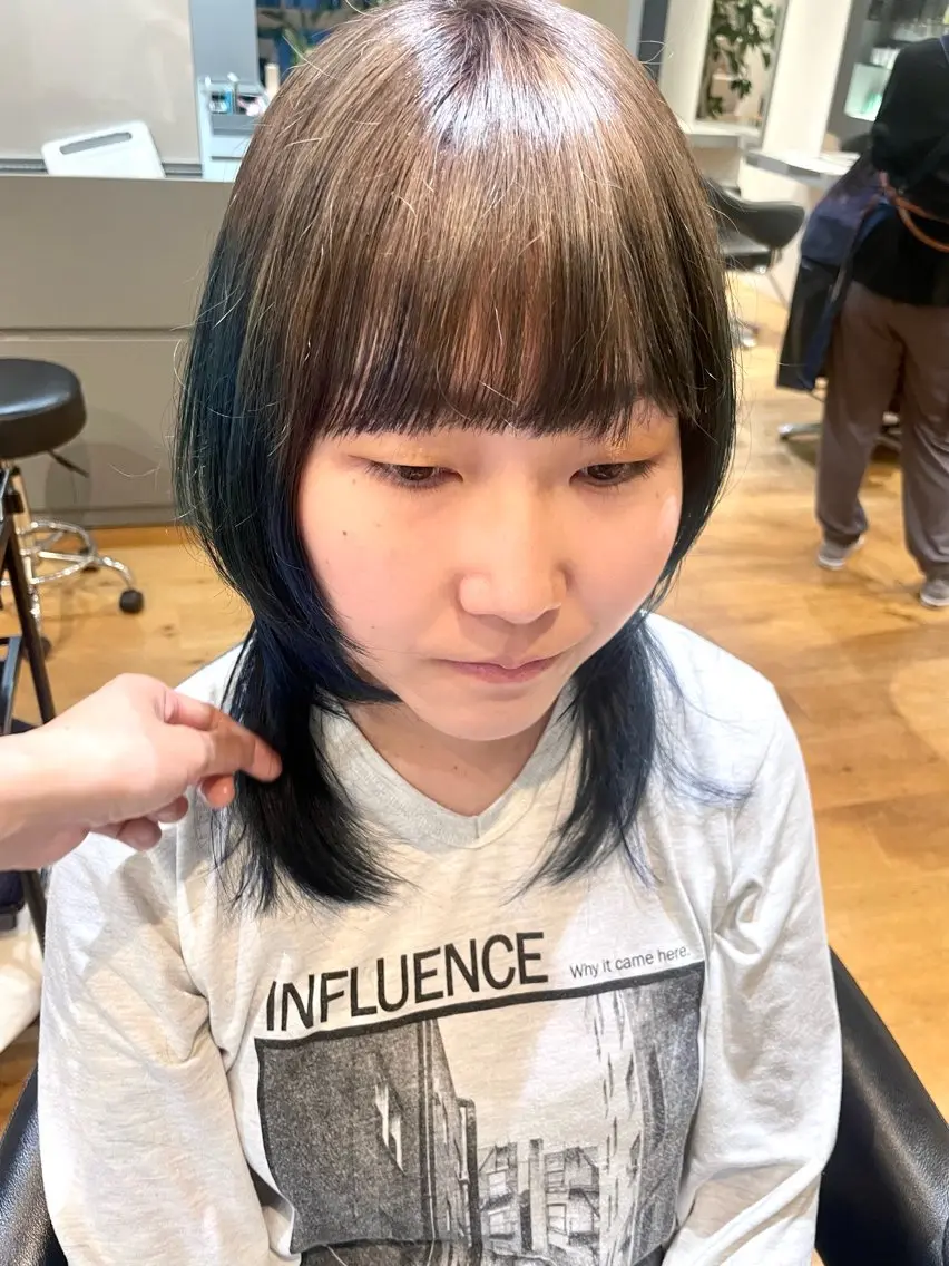 ミディアム カラー バレイヤージュ ブリーチ ケアブリーチ デザインカラー ダブルカラー HIQU ROOM 💫yuka.のヘアスタイル
