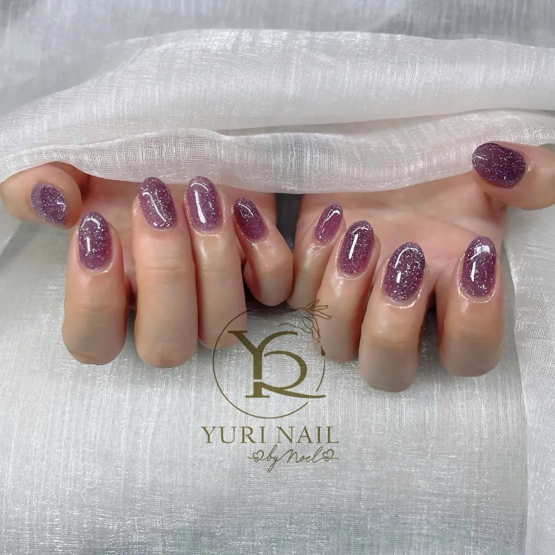 ネイル オーロラネイル ブルー チークネイル フレンチネイル グラデーション ハンドネイル フットネイル ハンドケア YURI Nail NARITAのネイルデザイン