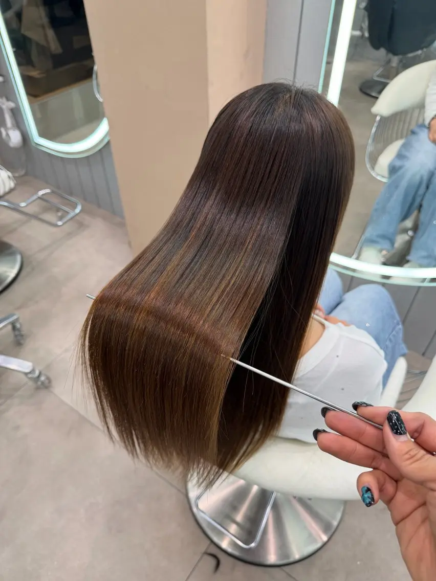 ロング ヘアアレンジ アッシュ ボブ くびれヘア 顔まわりレイヤー 顔周りカット カット 縮毛矯正 トリートメント ヘアセット 大宮‎縮毛矯正🩵 レイヤー　佐藤和のヘアスタイル