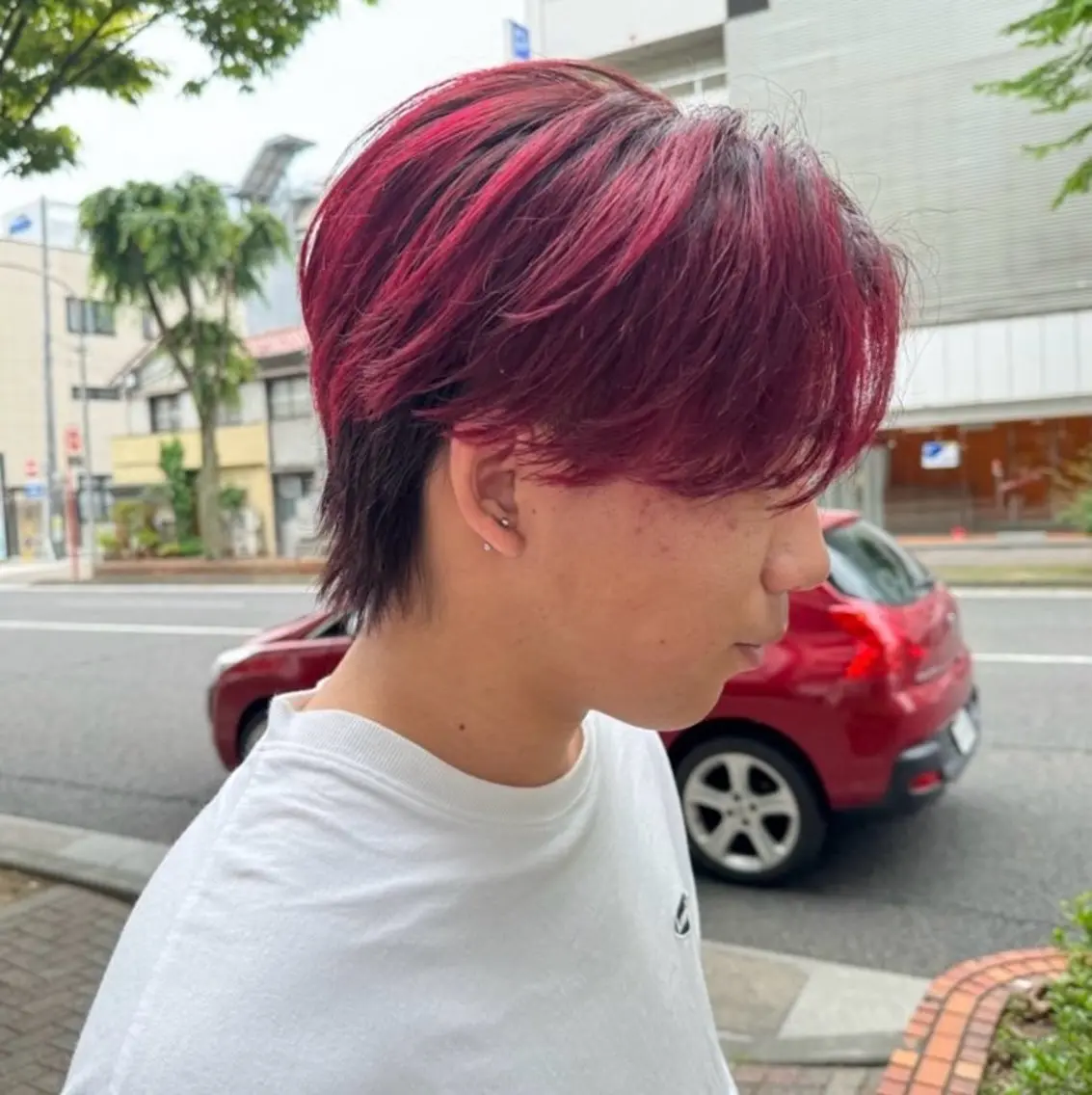 ミディアム カラー ヘアアレンジ メンズ レッドカラー 飯田 晟恭/暖色系 カラー/ハイトーンのヘアスタイル