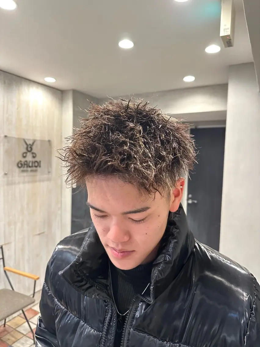 パーマ メンズ メンズパーマ メンズショート 梅田中崎町メンズ 美容師ユースケのヘアスタイル
