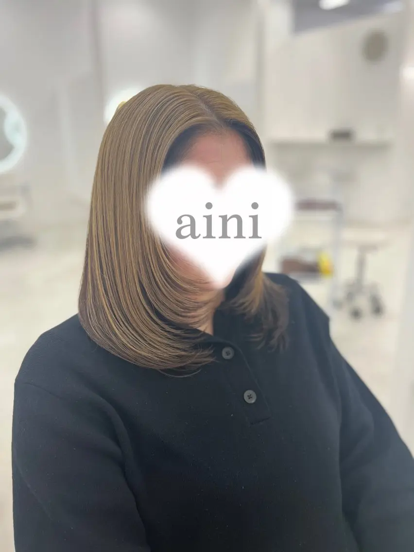 ミディアム カラー カット ヘアカラー トリートメント ✄﻿aini天王寺 ✄﻿ゆ乃のヘアスタイル