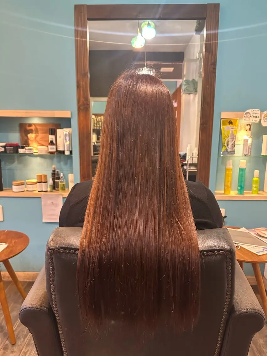 ロング カラー オレンジ ヘアカラー 安達 望のヘアスタイル