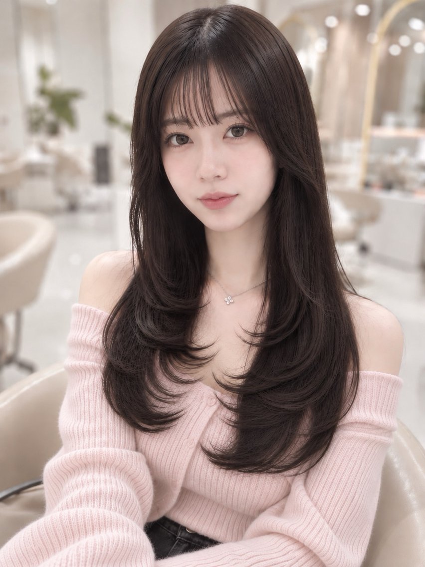 ロング カラー カット ヘアカラー トリートメント moeka レイヤー カット/韓国ヘアのヘアスタイル