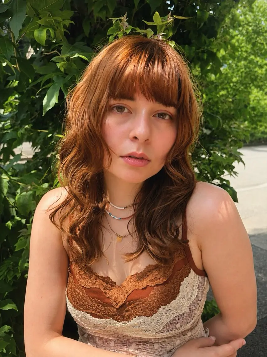 セミロング オレンジブラウン カット ヘアカラー 金山/くびれショート ショートボブAikaのヘアスタイル